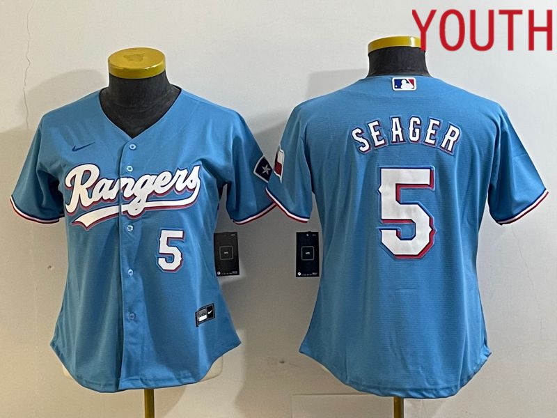 Youth Texas Rangers #5 Seager Light Blue Game Nike 2023 MLB Jersey style 2->youth mlb jersey->Youth Jersey